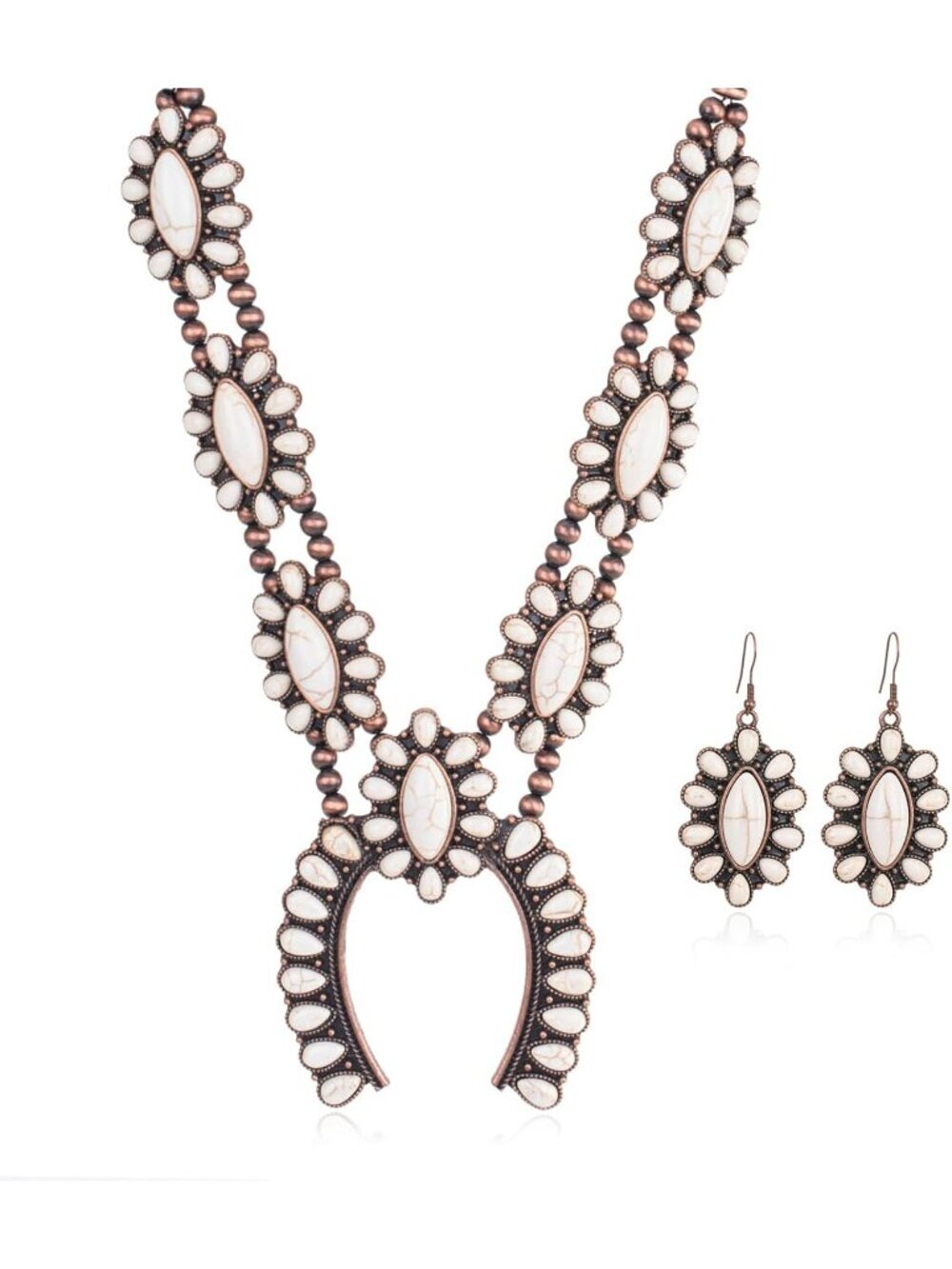 Women's White Black Uture's Western Cowgirl Vintage Western Necklace Earrings
